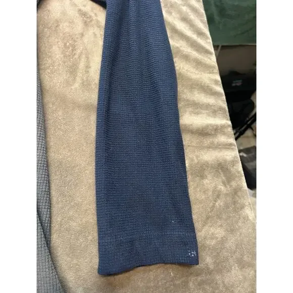 Orvis Troutbum 1/4 Zip Pullover Sweater Mens Large Blue Waffle Weave Fleece - Picture 2 of 7